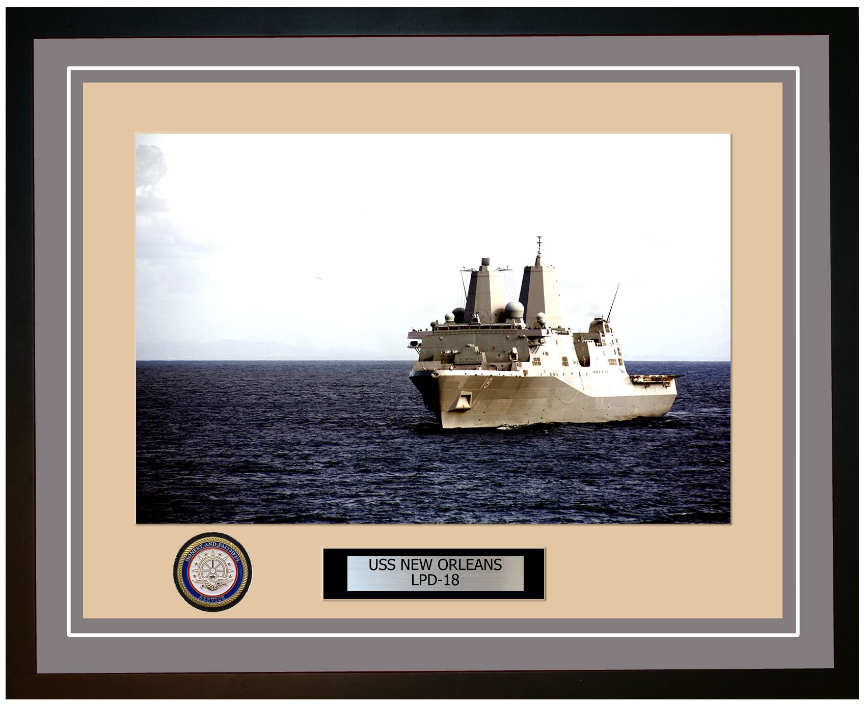 USS New Orleans LPD-18 Framed Navy Ship Photo Grey