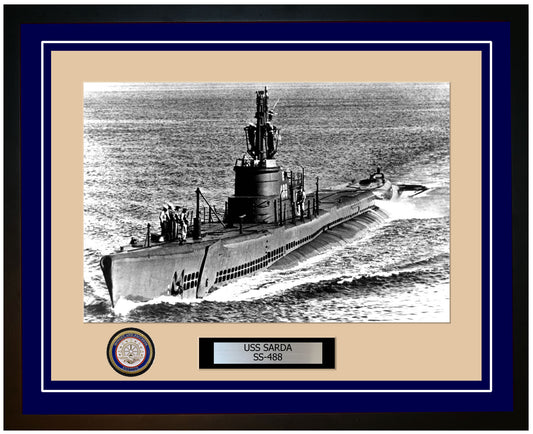 USS Sarda SS-488 Framed Navy Ship Photo Blue
