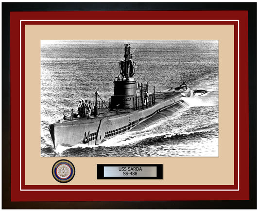 USS Sarda SS-488 Framed Navy Ship Photo Burgundy