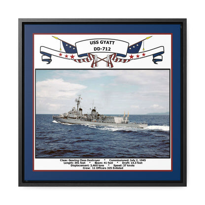 USS Gyatt DD-712 Navy Floating Frame Photo Front View