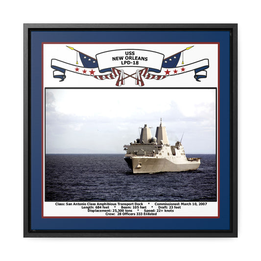 USS New Orleans LPD-18 Navy Floating Frame Photo Front View