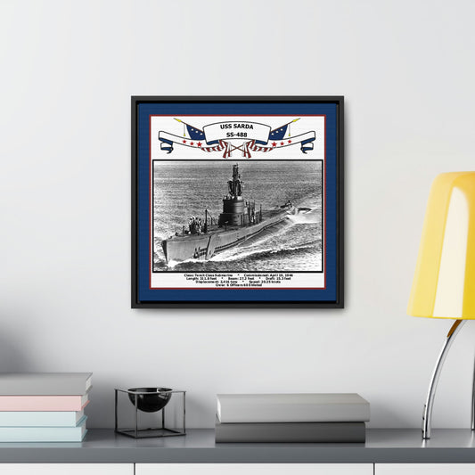 USS Sarda SS-488 Navy Floating Frame Photo Desk View