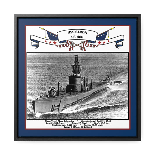 USS Sarda SS-488 Navy Floating Frame Photo Front View