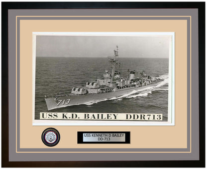 USS KENNETH D BAILEY DD-713 Framed Navy Ship Photo Grey