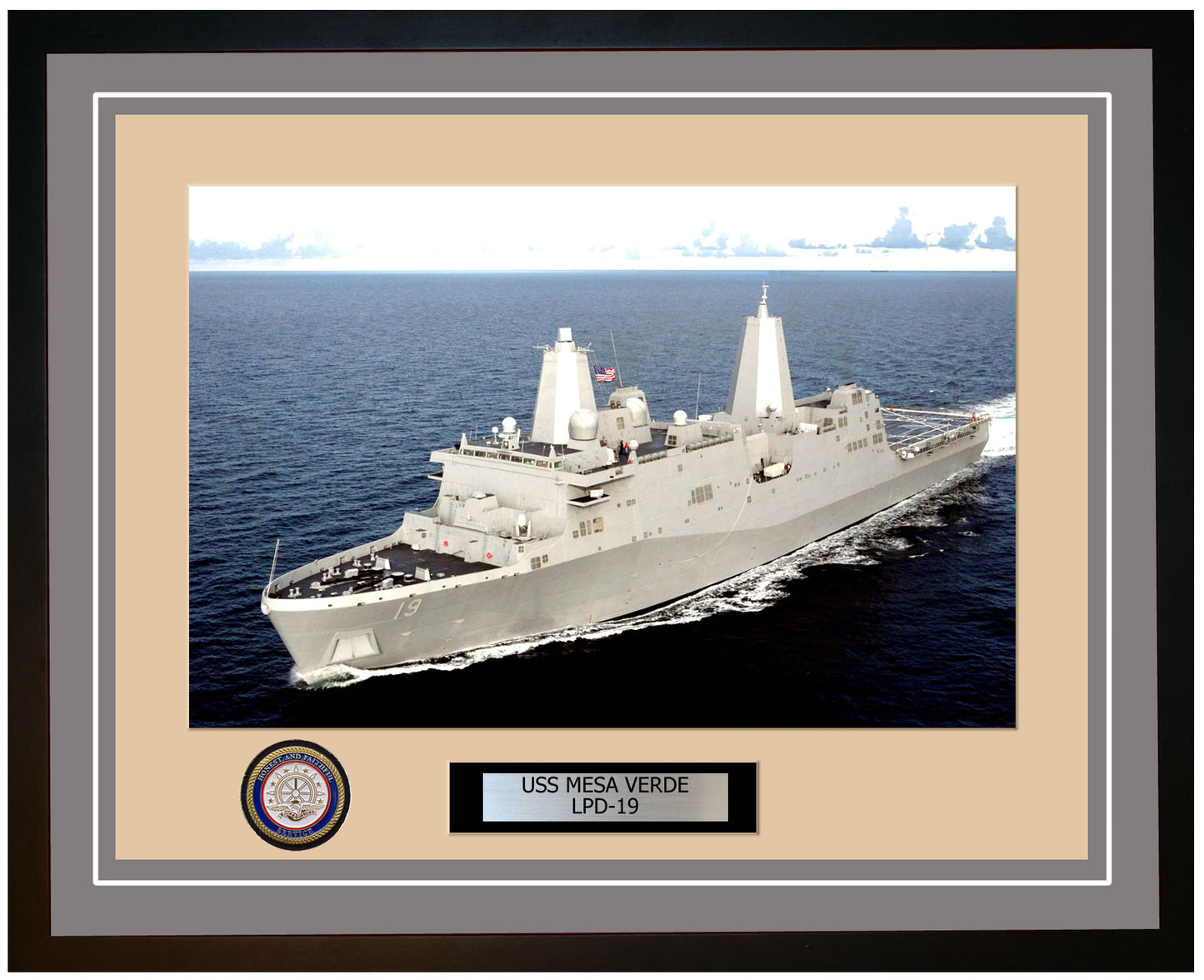 USS Mesa Verde LPD-19 Framed Navy Ship Photo Grey