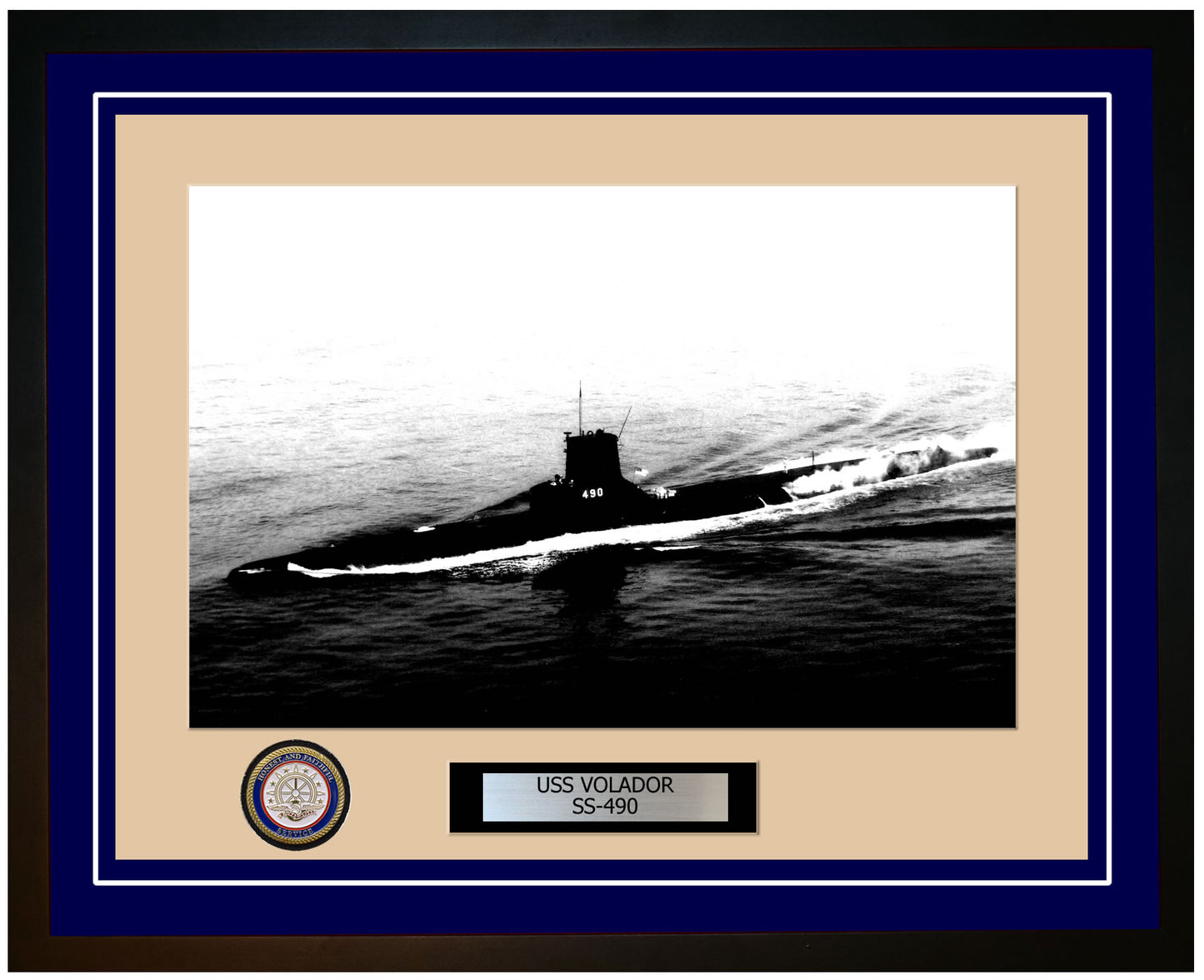 USS Volador SS-490 Framed Navy Ship Photo Blue