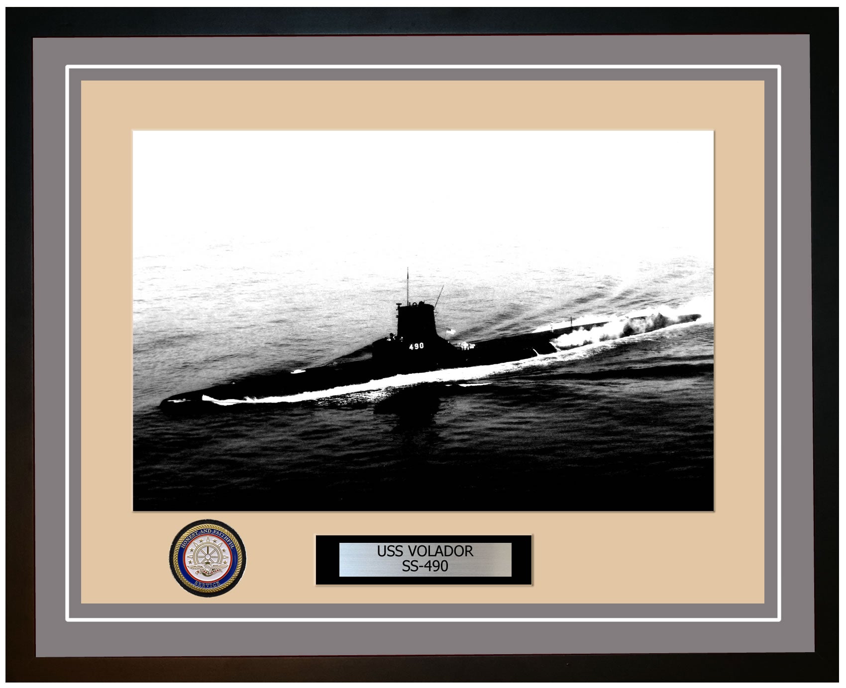 USS Volador SS-490 Framed Navy Ship Photo Grey