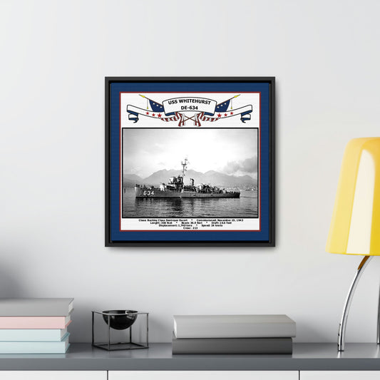 USS Whitehurst DE-634 Navy Floating Frame Photo Desk View