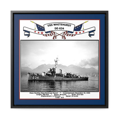 USS Whitehurst DE-634 Navy Floating Frame Photo Front View