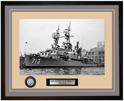 USS KENNETH D BAILEY DD-713 Framed Navy Ship Photo Grey