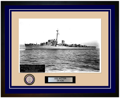 USS Witter DE-636 Framed Navy Ship Photo Blue