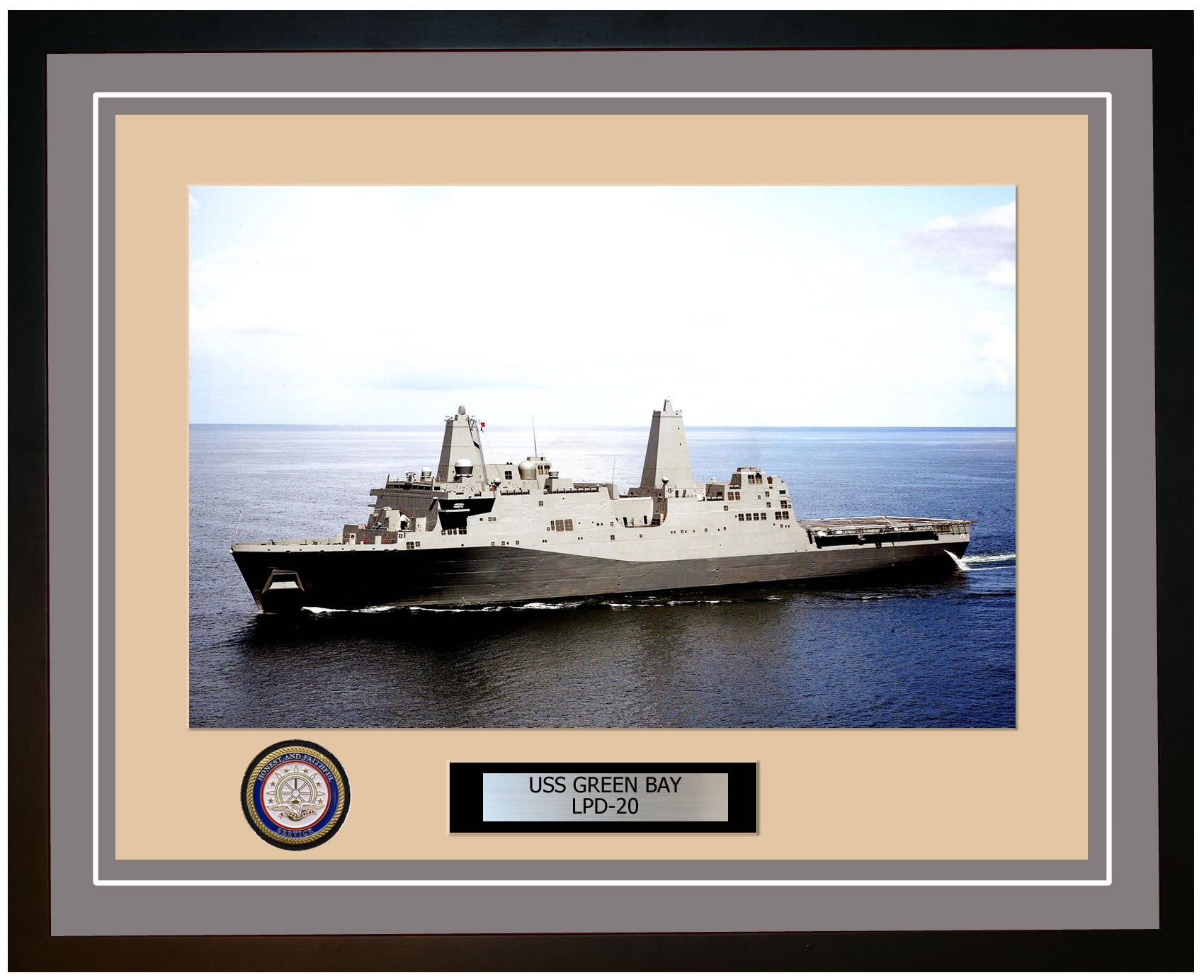 USS Green Bay LPD-20 Framed Navy Ship Photo Grey