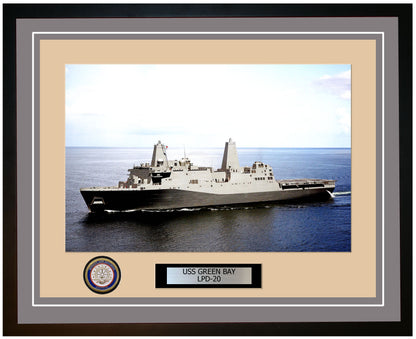 USS Green Bay LPD-20 Framed Navy Ship Photo Grey