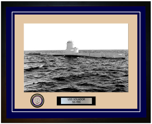 USS Volador SS-490 Framed Navy Ship Photo Blue