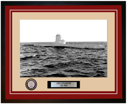 USS Volador SS-490 Framed Navy Ship Photo Burgundy