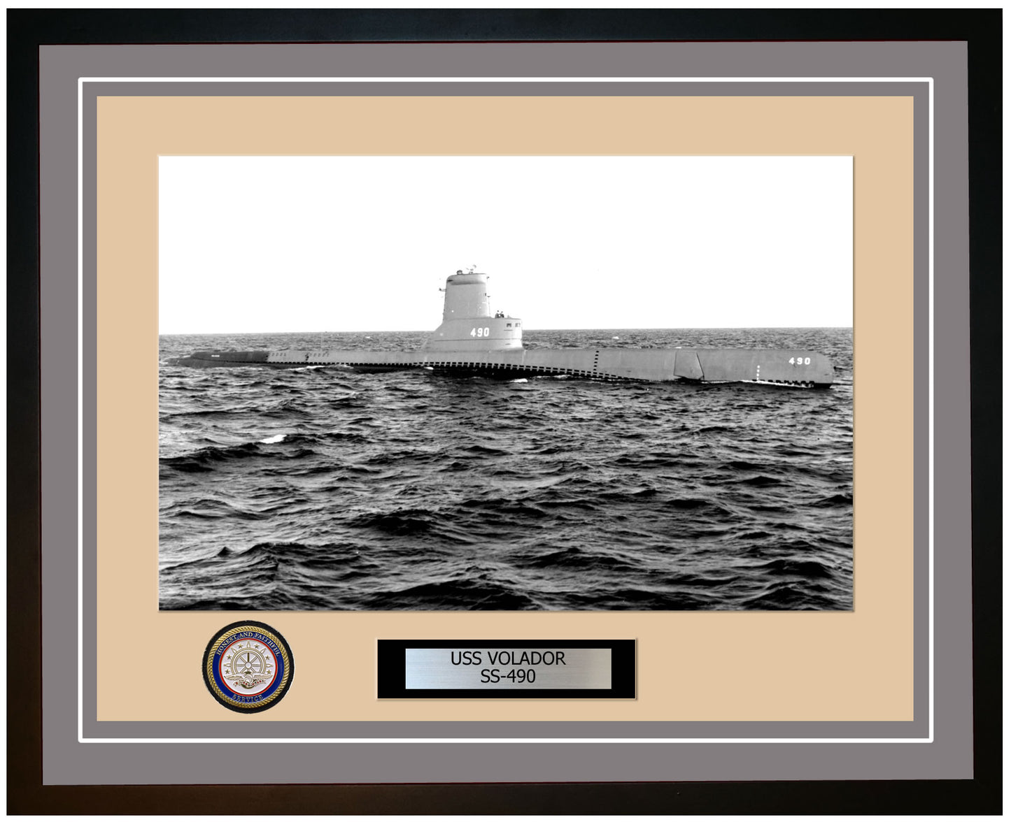 USS Volador SS-490 Framed Navy Ship Photo Grey