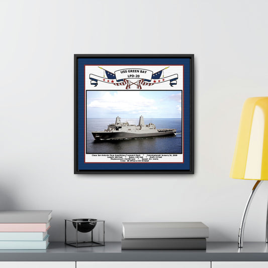 USS Green Bay LPD-20 Navy Floating Frame Photo Desk View