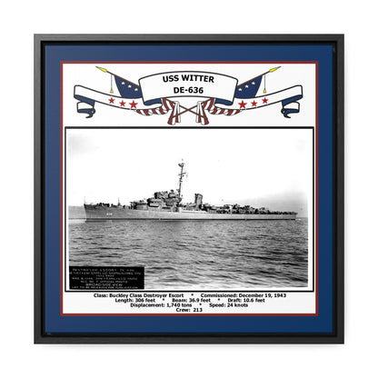 USS Witter DE-636 Navy Floating Frame Photo Front View