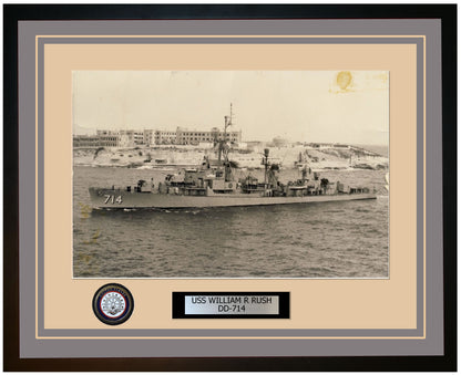 USS WILLIAM R RUSH DD-714 Framed Navy Ship Photo Grey