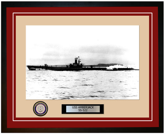 USS Amberjack SS-522 Framed Navy Ship Photo Burgundy