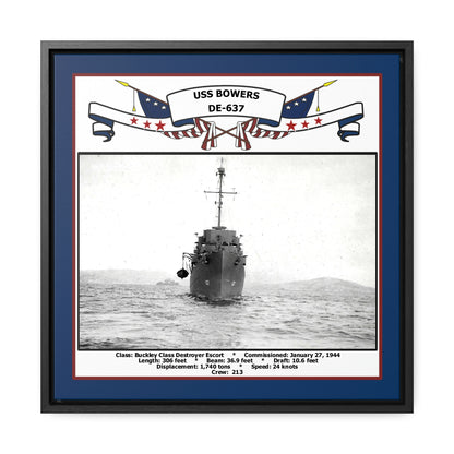 USS Bowers DE-637 Navy Floating Frame Photo Front View