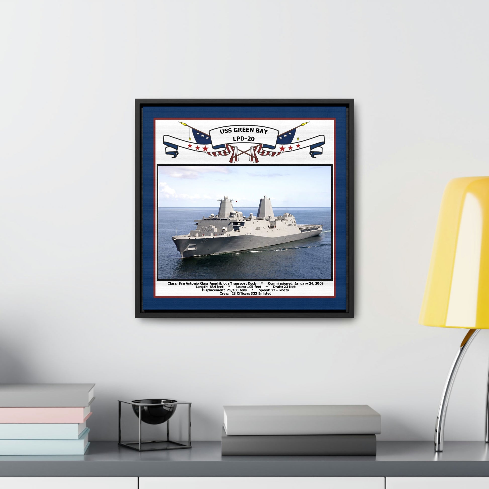 USS Green Bay LPD-20 Navy Floating Frame Photo Desk View