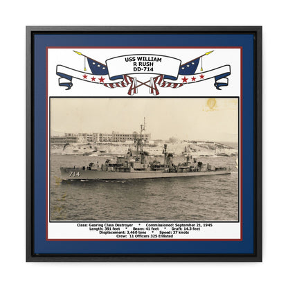 USS William R Rush DD-714 Navy Floating Frame Photo Front View