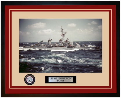 USS WILLIAM M WOOD DD-715 Framed Navy Ship Photo Burgundy