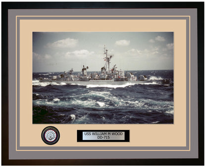USS WILLIAM M WOOD DD-715 Framed Navy Ship Photo Grey
