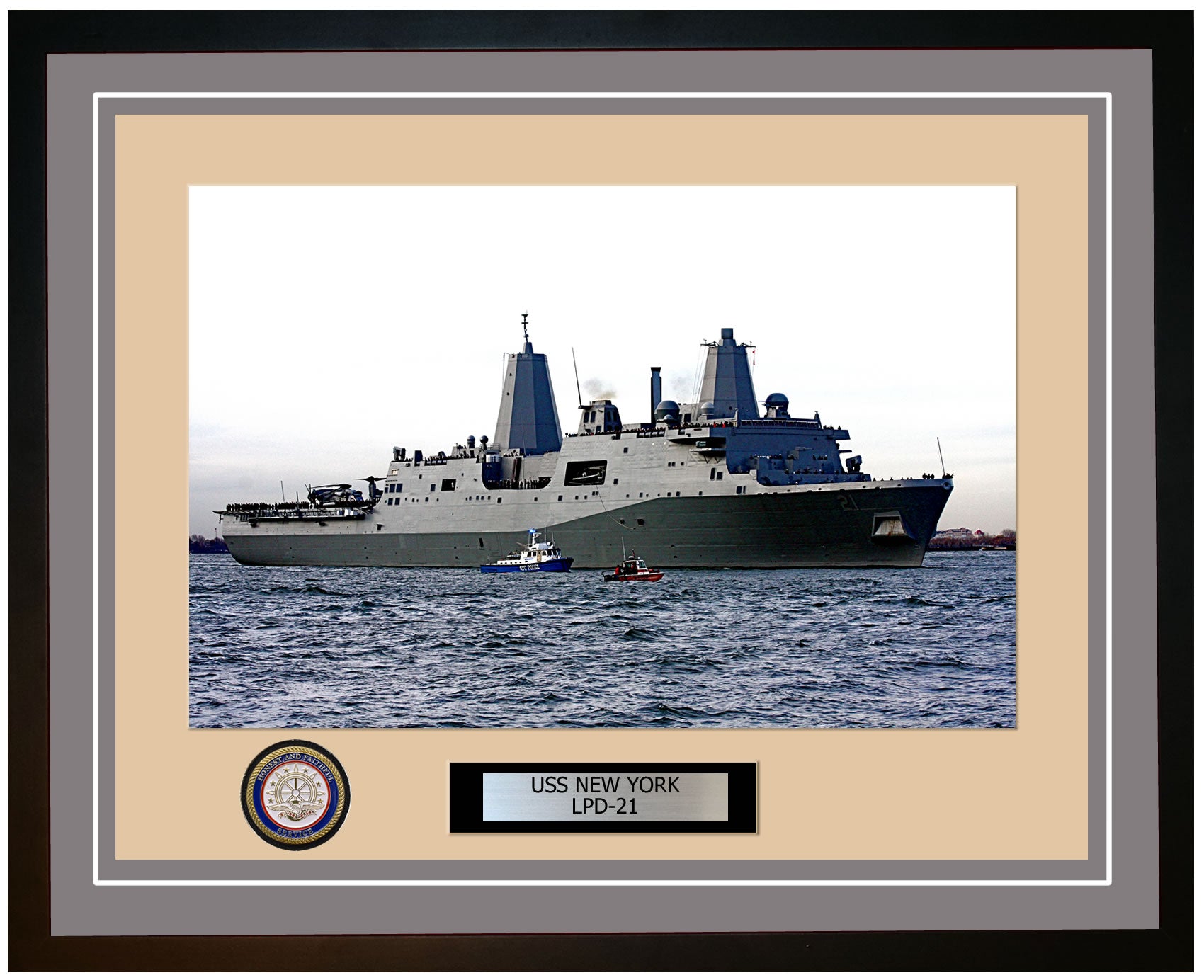 USS New York LPD-21 Framed Navy Ship Photo Grey