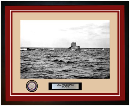 USS Amberjack SS-522 Framed Navy Ship Photo Burgundy