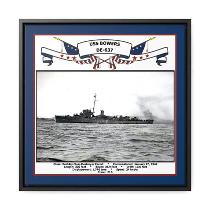 USS Bowers DE-637 Navy Floating Frame Photo Front View