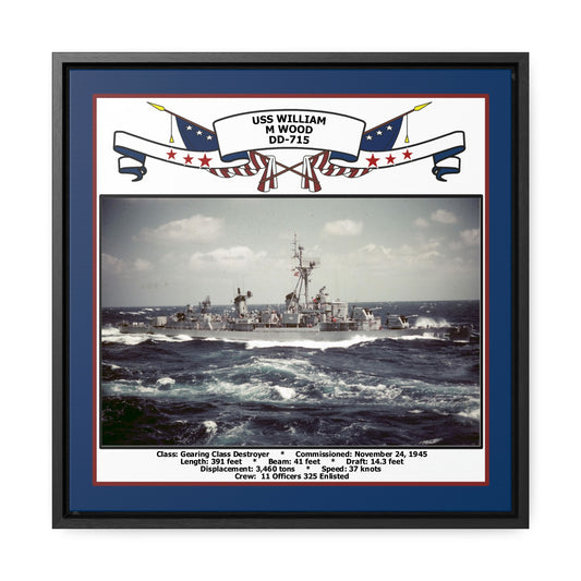USS William M Wood DD-715 Navy Floating Frame Photo Front View