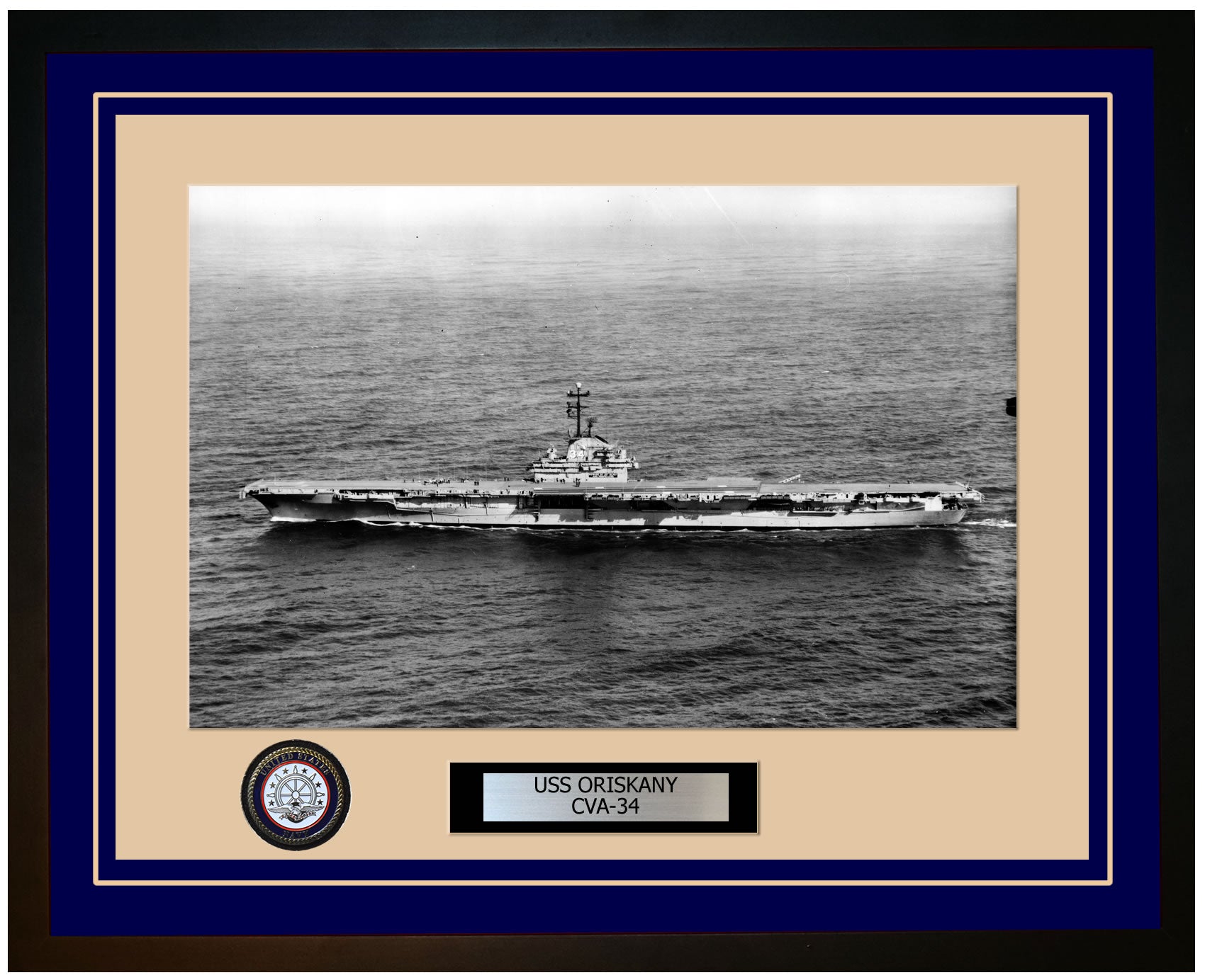 USS ORISKANY CVA-34 Framed Navy Ship Photo Blue