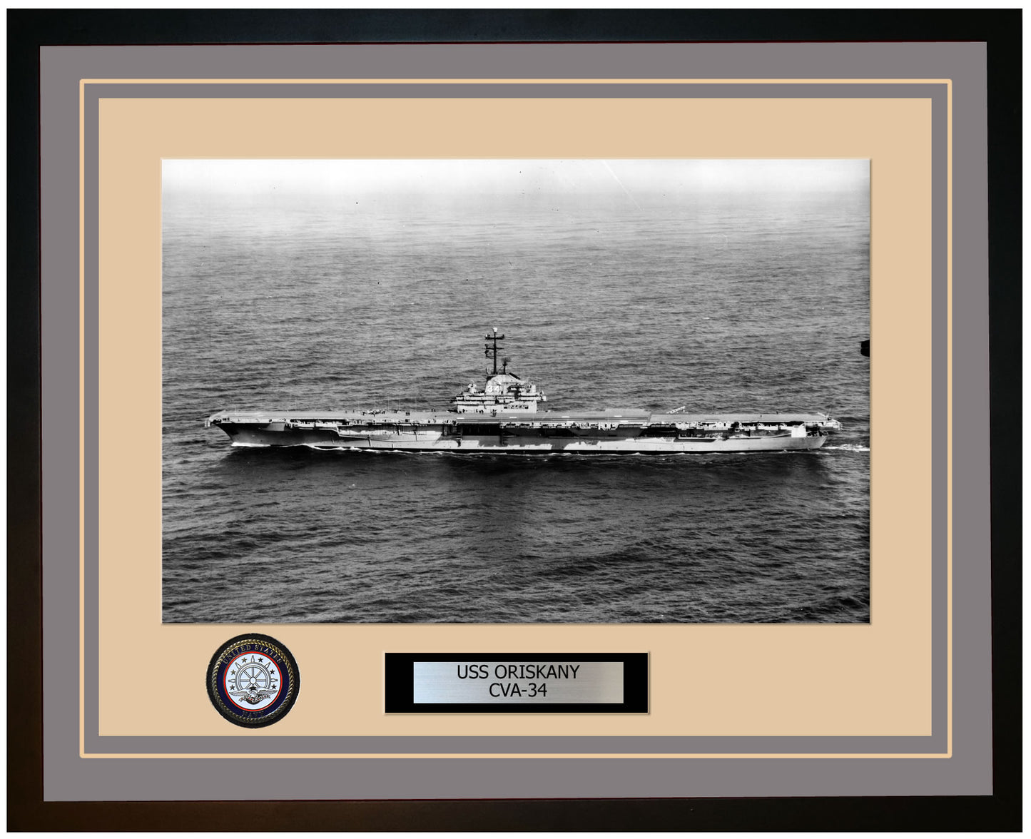 USS ORISKANY CVA-34 Framed Navy Ship Photo Grey