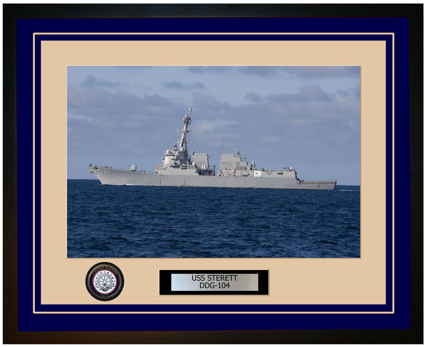USS STERETT DDG-104 Framed Navy Ship Photo Blue