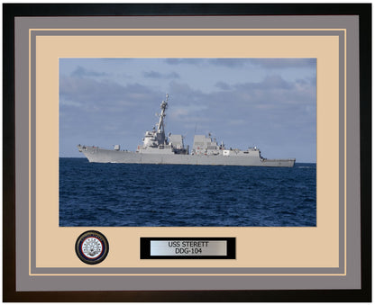 USS STERETT DDG-104 Framed Navy Ship Photo Grey