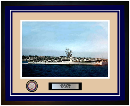 USS Evans DE-1023 Framed Navy Ship Photo Blue