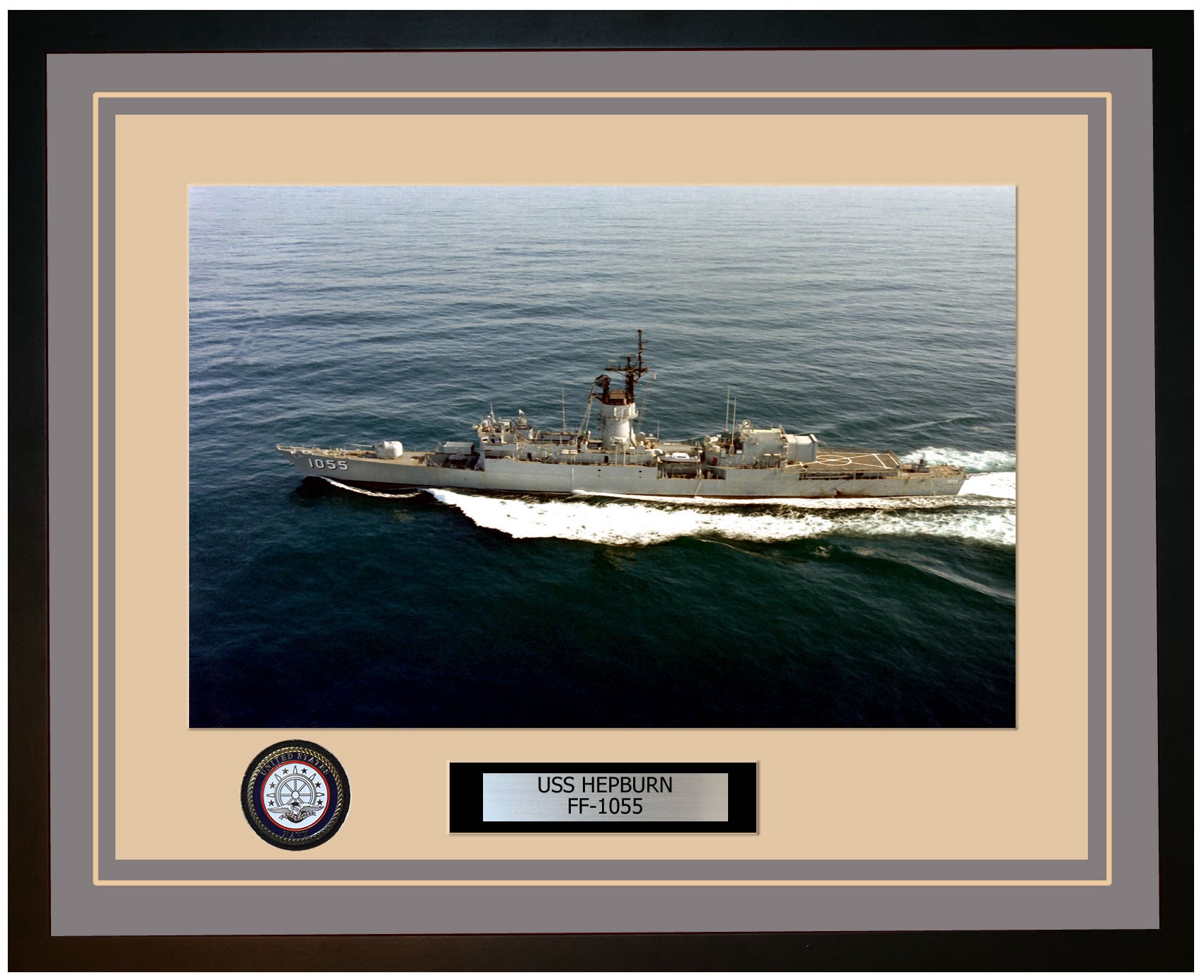USS HEPBURN FF-1055 Framed Navy Ship Photo Grey