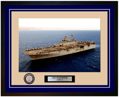 USS Kearsarge LHD-3 Framed Navy Ship Photo Blue