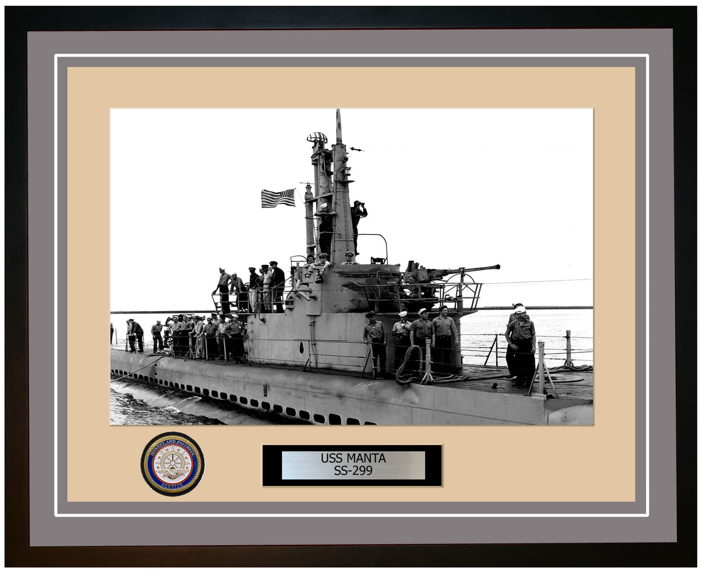 USS Manta SS-299 Framed Navy Ship Photo Grey