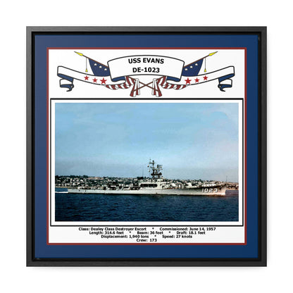 USS Evans DE-1023 Navy Floating Frame Photo Front View