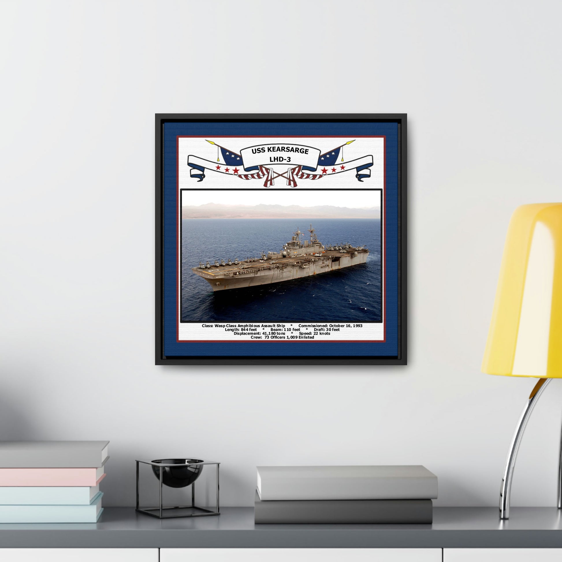 USS Kearsarge LHD-3 Navy Floating Frame Photo Desk View