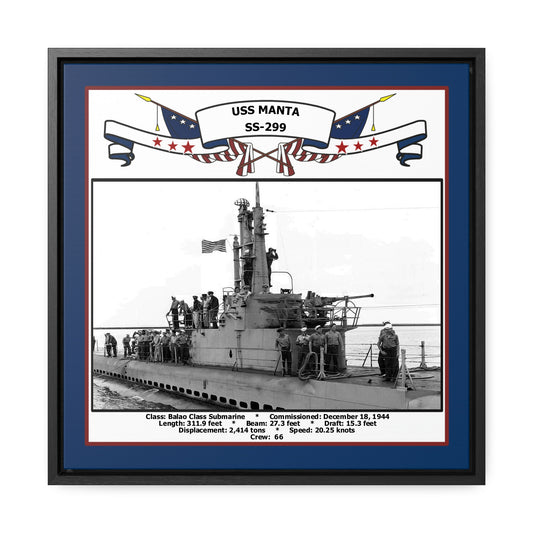 USS Manta SS-299 Navy Floating Frame Photo Front View