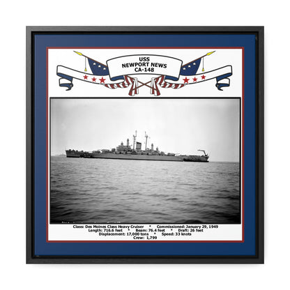 USS Newport News CA-148 Navy Floating Frame Photo Front View