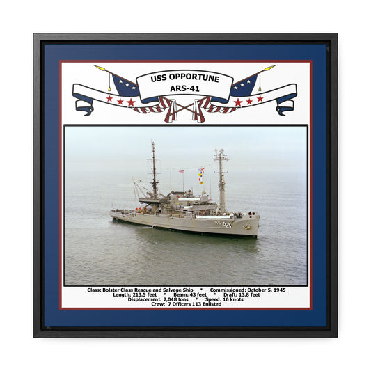 USS Opportune ARS-41 Navy Floating Frame Photo Front View