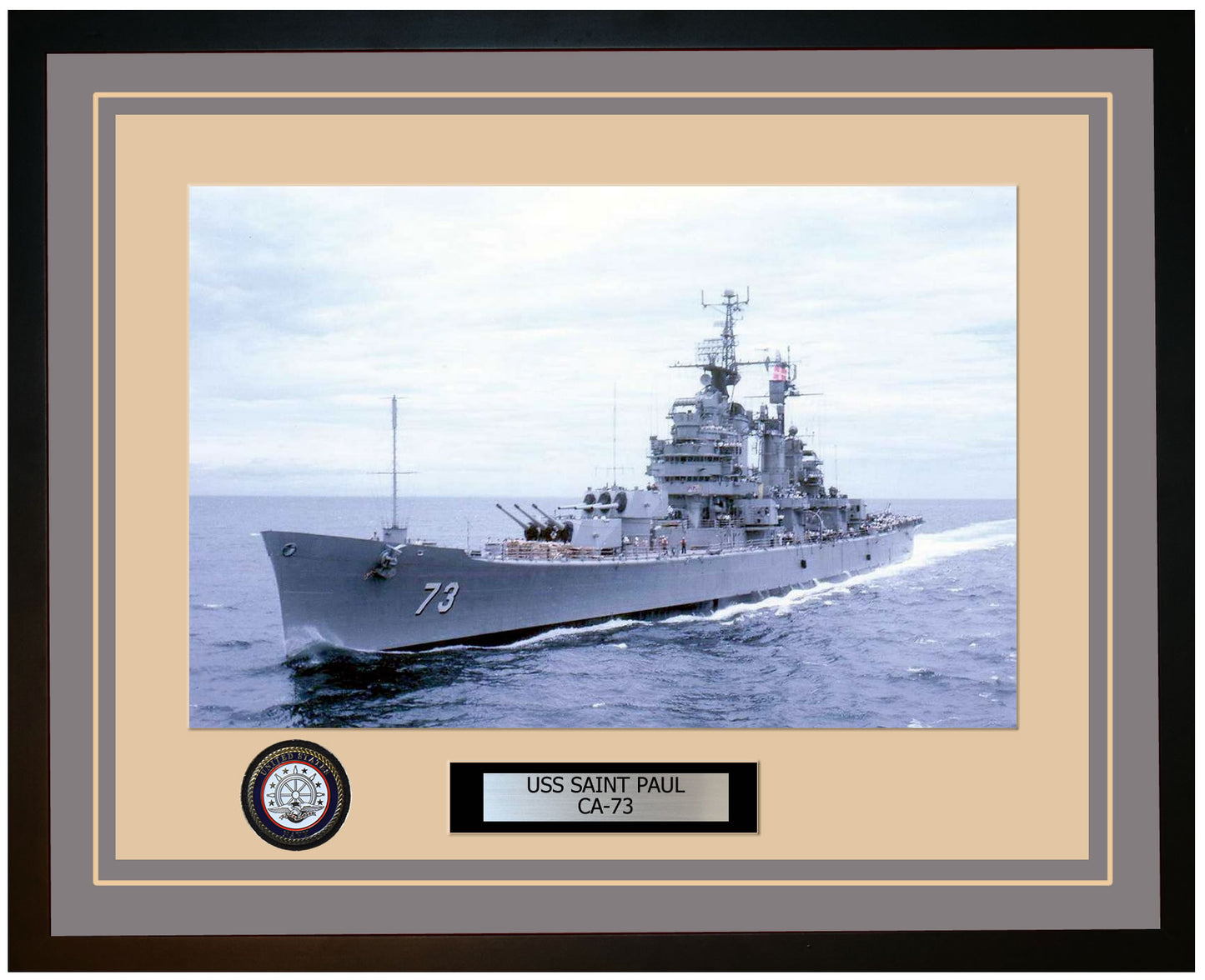USS SAINT PAUL CA-73 Framed Navy Ship Photo Grey