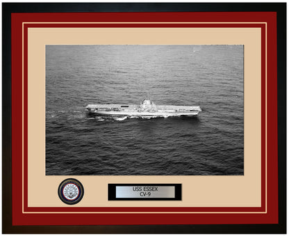 USS ESSEX CV-9 Framed Navy Ship Photo Burgundy
