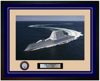 USS ZUMWALT DDG-1000 Framed Navy Ship Photo Blue