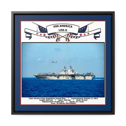 USS America LHA-6 Navy Floating Frame Photo Front View